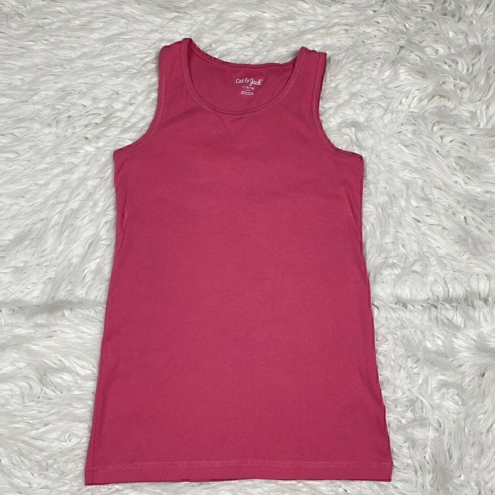 CAT & JACK Tank Top Girl's Size 10/12 Large Pink Sleeveless Scoop Neck Pullover